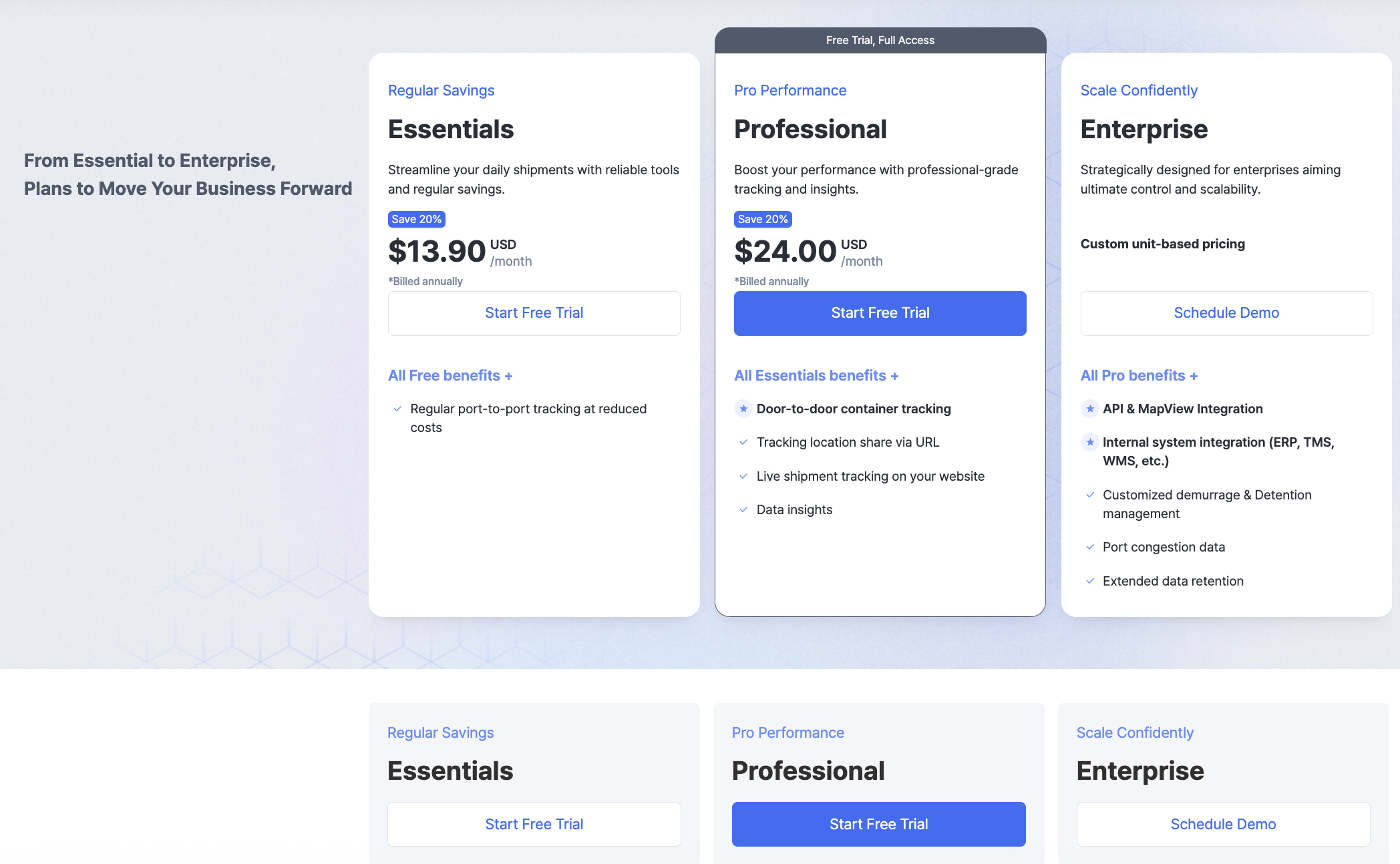 Logistics SaaS landing page UX copy